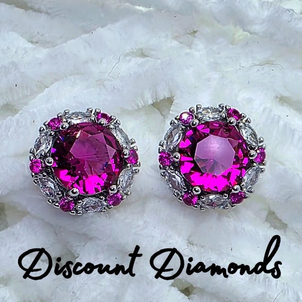 Elegant Red & White Zircon Earrings on 925 Sterling Silver 